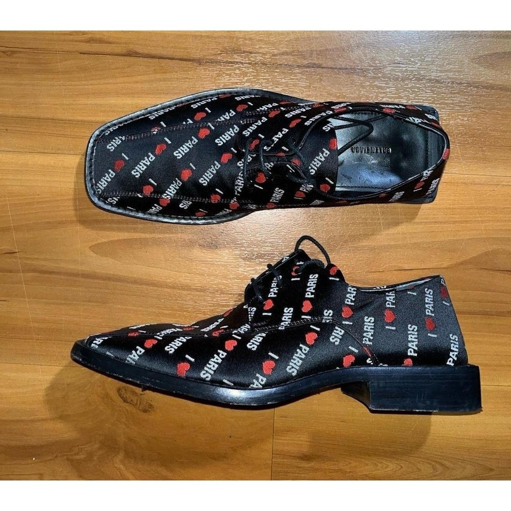 Mens Balenciaga "I Love Paris" Derby Square Toe Oxford Lace Up Casual Shoes